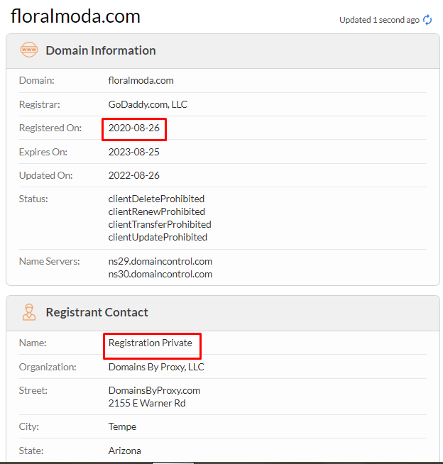 Domain Lookup Analysis Floralmodacom